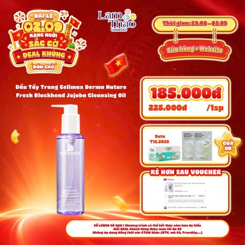  [DEAL SỐC 29.08 - 03.09 TẶNG BTT CALLA 80 MIẾNG + 02 GÓI SAMPLE TONER PAD CELIMAX] Dầu Tẩy Trang Celimax Derma Nature Fresh Blackhead Jojoba Cleansing Oil 