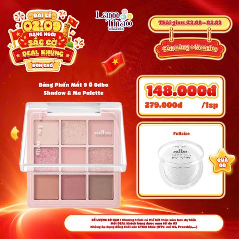  [DEAL SỐC 29.08 - 03.09 TẶNG PHẤN BẮT SÁNG ODBO] Bảng Phấn Mắt 9 Ô Odbo Shadow & Me Palette 
