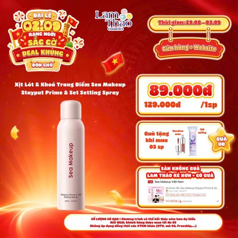  [DEAL SỐC 29.08 - 03.09 MUA 03 CHAI 100ML TẶNG SON DƯỠNG CARSLAN MINISIZE + BTT HORUS 120 MIẾNG] Xịt Lót Dưỡng Ẩm & Khoá Nền Lì Mịn Sea Makeup Stayput Prime & Set Setting Spray 