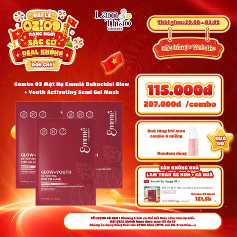  [DEAL SỐC 29.08 - 03.09 MUA COMBO 6 MIẾNG TẶNG DDVS EMMIE 100ML] Mặt Nạ Trẻ Hoá Giúp Căng Bóng & Mờ Nhăn Emmié Bukachiol Glow + Youth Activating Semi Gel Mask 