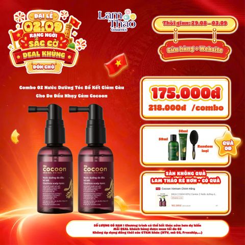  [DEAL SỐC 29.08 - 03.09 MUA COMBO 02 CHAI TẶNG GỘI+XẢ BƯỞI COCOON 50ML + LƯỢC CHẢI TÓC] Nước Dưỡng Tóc Bồ Kết Giảm Gàu Cho Da Đầu Nhạy Cảm Cocoon Gleditsia Scalp Tonic 