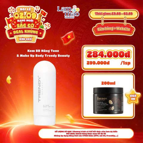  [DEAL SỐC 29.08 - 03.09 TẶNG TTBC BODY CAFE COCOON 200ML] Kem BB Nâng Tone & Make Up Body Trendy Beauty BB Cream Makeup Body Pro 