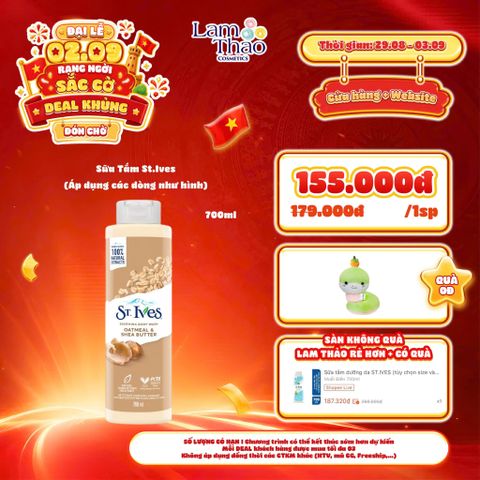  [DEAL SỐC 29.08 - 03.09 MUA FULLSIZE TẶNG RẮN BÔNG ST.IVES] Sữa Tắm Dưỡng Làm Mịn Da St.Ives Oatmeal & Shea Butter Soothing Body Wash (Mẫu Mới) 