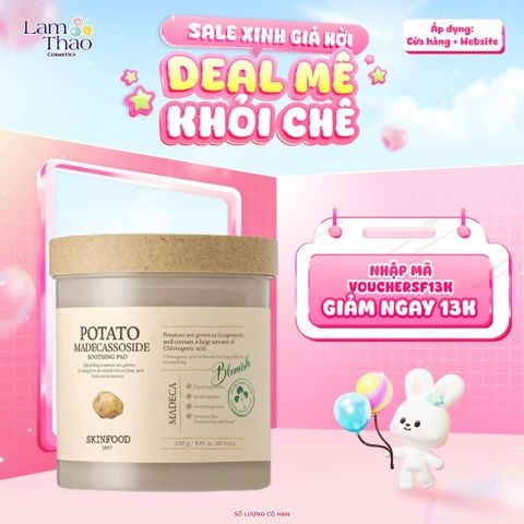  Toner Pad Làm Dịu Và Sáng Da Khoai Tây Madecassoside Skinfood Potato Madecassoside Soothing Pad 