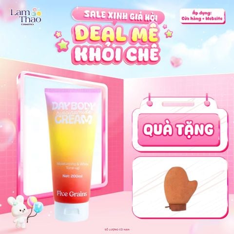 [ TẶNG GĂNG TAY] Sữa Dưỡng Thể Sáng Da Nâng Tone Five Grains Niacinamide Day Body Cream - Moisturizing & White Tone-Up 