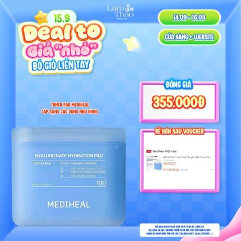  [DEAL SỐC 14.09 - 16.09] Toner Pad Dưỡng Ẩm & Cấp Nước Chuyên Sâu Mediheal Hyaluronate Hydration Pad 