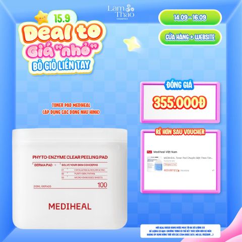  [DEAL SỐC 14.09 - 16.09] Toner Pad Hỗ Trợ Tẩy Tế Bào Chết Làm Sạch Lỗ Chân Lông Mediheal Phyto-enzyme Peeling Pad 