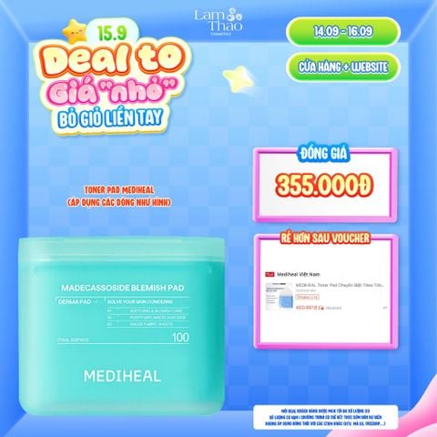  [DEAL SỐC 14.09 - 16.09] Toner Pad Hỗ Trợ Làm Dịu, Phục Hồi Làn Da Mụn Mediheal Madecassoside Blemish Pad 