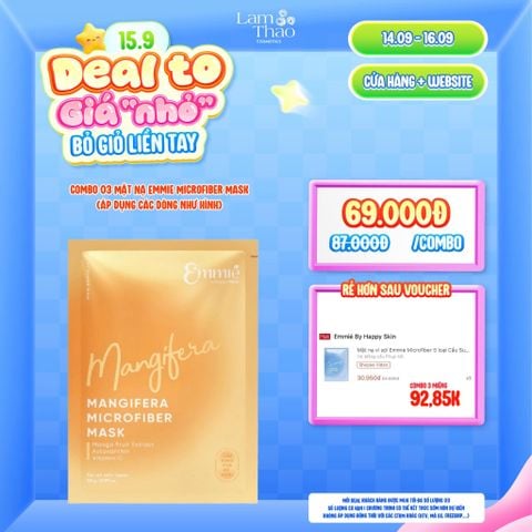 [DEAL SỐC 14.09 - 16.09 KHI MUA COMBO 03 MASK] Mặt Nạ Xoài Dưỡng Sáng Emmie Mangifera Microfiber Mask 