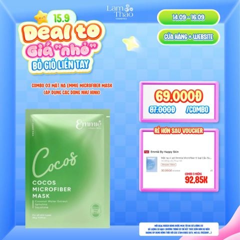  [DEAL SỐC 14.09 - 16.09 KHI MUA COMBO 03 MASK] Mặt Nạ Dừa Dưỡng Ẩm Emmie Cocos Microfiber Mask 