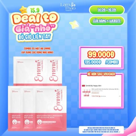  [DEAL SỐC 14.09 - 16.09 KHI MUA COMBO 05 MASK] Mặt Nạ Dưỡng Trắng Và Cấp Ẩm Emmie Deep Hydrating & Whitening Bio Cellullose Mask 