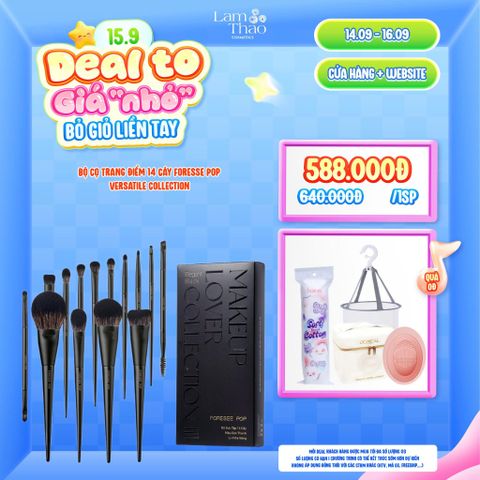  [DEAL SỐC 14.9 - 16.9 TẶNG CHẬU + GIỎ PHƠI CỌ + BTT HORUS + TÚI ĐỰNG LOREAL] Bộ Cọ Trang Điểm 14 Cây Foresse Pop Versatile Collection 
