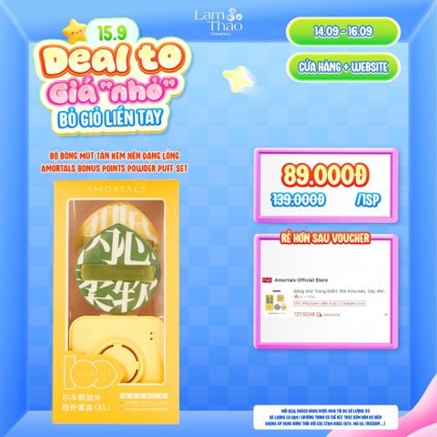  [DEAL SỐC 14.09 - 16.09] Bộ Bông Mút Tán Kem Nền Dạng Lỏng Amortals Bonus Points Powder Puff Set 