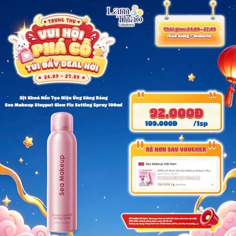  [DEAL SỐC 24.09 - 27.09 KHI MUA SIZE 100ML] Xịt Khoá Nền Tạo Hiệu Ứng Căng Bóng Sea Makeup Stayput Glow Fix Setting Spray 
