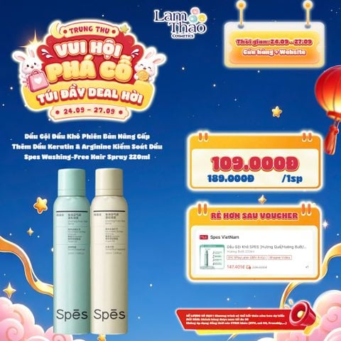  [DEAL SỐC 24.09 - 27.09 KHI MUA SIZE 220ML] Dầu Gội Đầu Khô Phiên Bản Nâng Cấp Thêm Dầu Keratin & Arginine Kiểm Soát Dầu Spes Washing-Free Hair Spray 