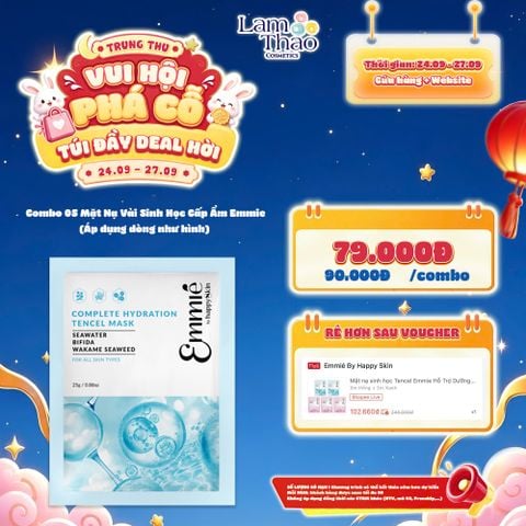  [DEAL SỐC 24.09 - 27.09 KHI MUA COMBO 5 MASK] Mặt Nạ Vải Sinh Học Cấp Ẩm Emmie Complete Hydration Tencel Mask 