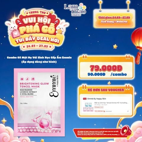  [DEAL SỐC 24.09 - 27.09 KHI MUA COMBO 5 MASK] Mặt Nạ Vải Sinh Học Dưỡng Trắng Da Chiết Xuất Cam Thảo Emmie Brightening Glow Tencel Mask 