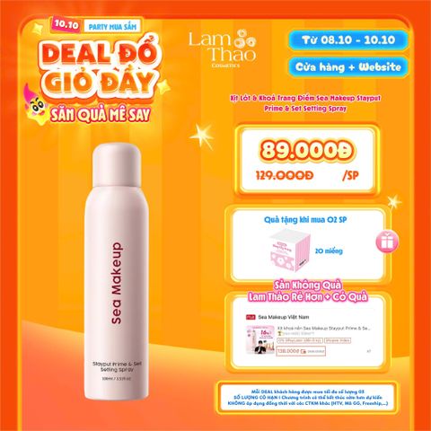  [DEAL SỐC 08.10 - 10.10 MUA 02 CHAI 100ML TẶNG HỘP BTT 20 MIẾNG] Xịt Lót Dưỡng Ẩm & Khoá Nền Lì Mịn Sea Makeup Stayput Prime & Set Setting Spray 