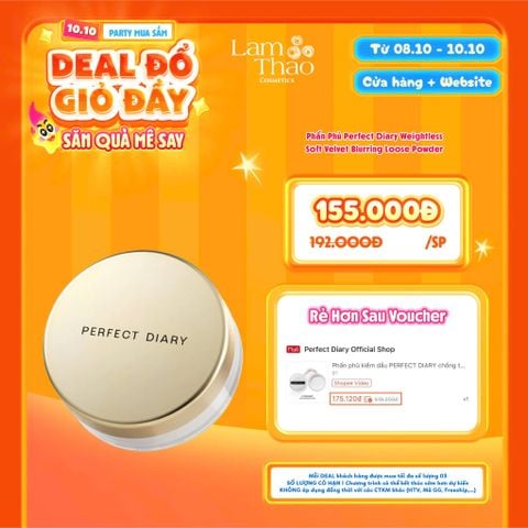  [DEAL SỐC 08.10 - 10.10] Phấn Phủ Perfect Diary Weightless Soft Velvet Blurring Loose Powder 