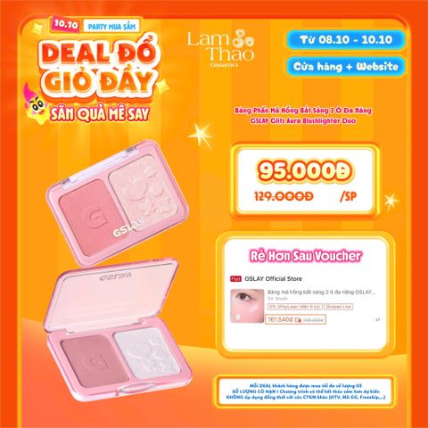  [DEAL SỐC 08.10 - 10.10] Bảng Phấn Má Hồng Bắt Sáng 2 Ô Đa Năng GSLAY Glitz Aura Blushlighter Duo 