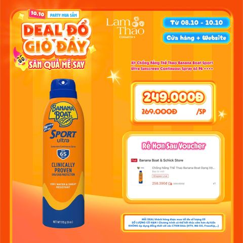 [DEAL SỐC 08.10 - 10.10] Xịt Chống Nắng Thể Thao Banana Boat Sport Ultra Sunscreen Continuous Spray 65 PA ++++ 