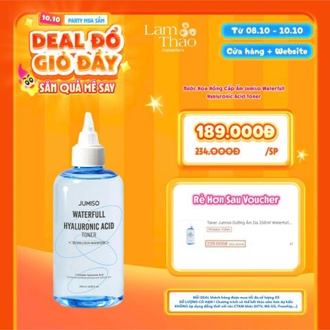  [DEAL SỐC 08.10 - 10.10] Nước Hoa Hồng Cấp Ẩm Jumiso Waterfull Hyaluronic Acid Toner 