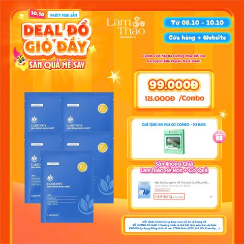  [DEAL SỐC 08.10 - 10.10 MUA 10 MASK TẶNG BÔNG MÚT RỬA MẶT CARYOPHY] Mặt Nạ Dưỡng Phục Hồi Da Caryophy Skin Repair Mask Sheet 