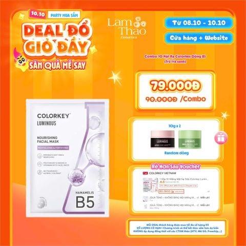  [DEAL SỐC 08.10 - 10.10 MUA 10 MASK TẶNG 02 MẶT NẠ ĐẤT SÉT COLORKEY 10G] Mặt Nạ Dưỡng Ẩm Ngừa Mụn Với Chiết Xuất Cây Phỉ Colorkey Nourishing Facial Mask 