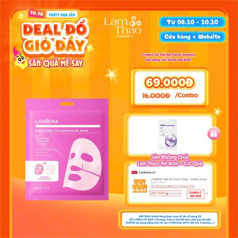  [DEAL SỐC 08.10 - 10.10 MUA COMBO 02 MASK TẶNG 01 MẶT NẠ LANBENA VITAMIN A] Mặt Nạ Thạch Cấp Ẩm Sâu & Nuôi Da Căng Mọng Lanbena Nourishing Collagen Facial Mask 