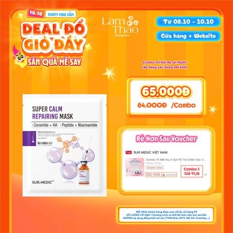  [DEAL SỐC 08.10 - 10.10 KHI MUA COMBO 03 MASK] Mặt Nạ Phục Hồi & Làm Dịu Da Sur.Medic+ Super Calm Repairing Sheet Mask 