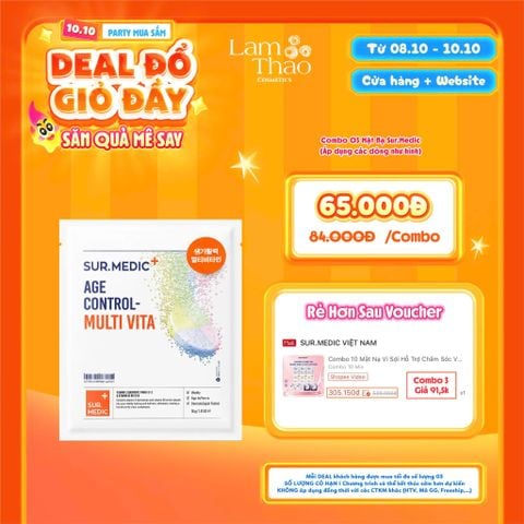  [DEAL SỐC 08.10 - 10.10 KHI MUA COMBO 03 MASK] Mặt Nạ Truyền Năng Lượng Và Trẻ Hoá Da Sur.Medic+ Age Control - Multi Vita Sheet Mask 