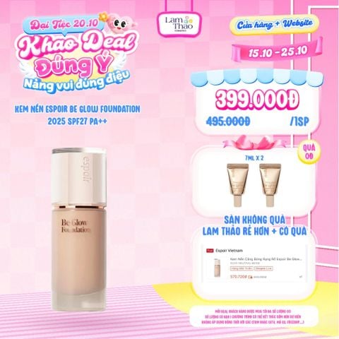  [DEAL SỐC 15.10 - 15.10 TẶNG 02 TUÝP KEM NỀN ESPOIR SAMPLE 7ML] Kem Nền Căng Bóng Espoir Be Glow Foundation 2025 SPF27 PA++ 