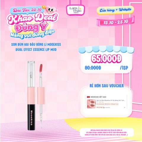  [DEAL SỐC 15.10 - 25.10] Son Bùn Hai Đầu Bóng Lì Mooekiss Dual Effect Essence Lip Mud 