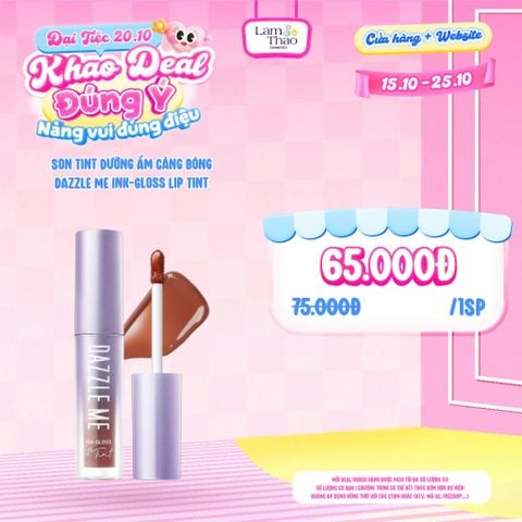  [DEAL SỐC 15.10 - 25.10] Son Tint Dưỡng Ẩm Căng Bóng DAZZLE ME Ink-Gloss Lip Tint 