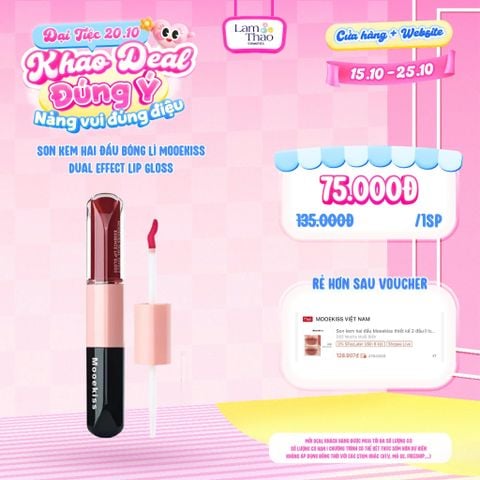  [DEAL SỐC 15.10 - 25.10] Son Kem Hai Đầu Bóng Lì Mooekiss Dual Effect Lip Gloss 