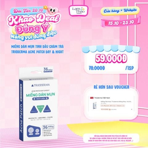  [DEAL SỐC 15.10 - 15.10 KHI MUA GÓI 36 MIẾNG] Miếng Dán Mụn Tinh Dầu Tràm Trà Trioderma Acne Patch Day & Night 