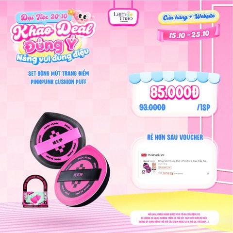  [DEAL SỐC 15.10 - 15.10] Set Bông Mút Trang Điểm PinkPunk Cushion Puff 