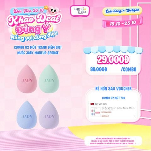  [DEAL SỐC 15.10 - 15.10 KHI MUA COMBO 02 MÚT] Mút Trang Điểm Giọt Nước Jary Makeup Sponge 
