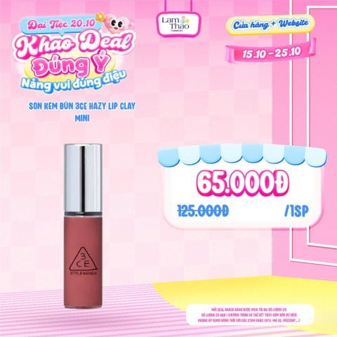  [DEAL SỐC 15.10 - 25.10] Son Kem Bùn 3CE Hazy Lip Clay Mini 