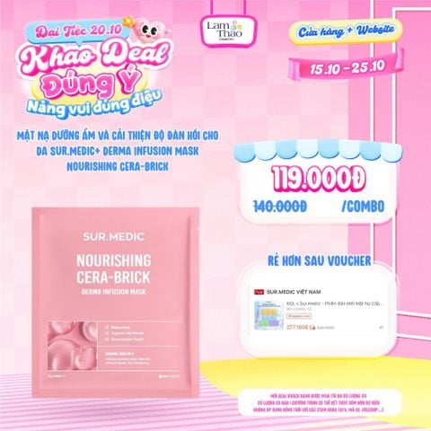  [DEAL SỐC 15.10 - 25.10 KHI MUA COMBO 05 MASK] Mặt Nạ Dưỡng Ẩm Và Cải Thiện Độ Đàn Hồi Cho Da Sur.Medic+ Derma Infusion Mask Nourishing Cera-Brick 