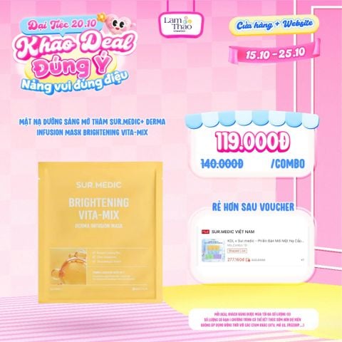  [DEAL SỐC 15.10 - 25.10 KHI MUA COMBO 05 MASK] Mặt Nạ Dưỡng Sáng Mờ Thâm Sur.Medic+ Derma Infusion Mask Brightening Vita-Mix 