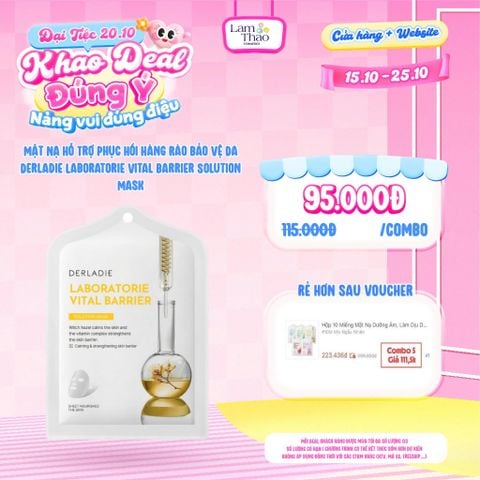 [DEAL SỐC 15.10 - 25.10 KHI MUA COMBO 05 MASK] Mặt Nạ Hỗ Trợ Phục Hồi Hàng Rào Bảo Vệ Da Derladie Laboratorie Vital Barrier Solution Mask 