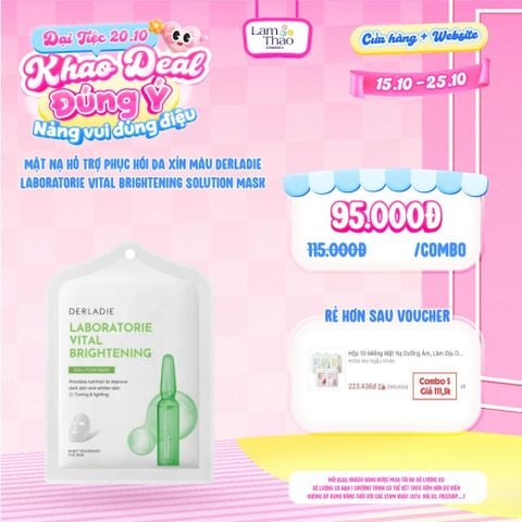  [DEAL SỐC 15.10 - 25.10 KHI MUA COMBO 05 MASK] Mặt Nạ Hỗ Trợ Phục Hồi Da Xỉn Màu Derladie Laboratorie Vital Brightening Solution Mask 