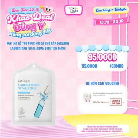  [DEAL SỐC 15.10 - 25.10 KHI MUA COMBO 05 MASK] Mặt Nạ Hỗ Trợ Phục Hồi Da Khô Ráp Derladie Laboratorie Vital Aqua Solution Mask 