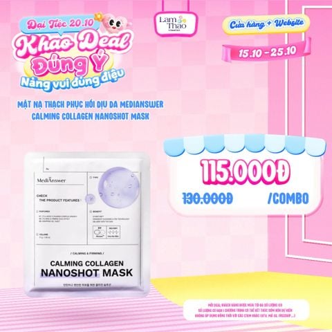  [DEAL SỐC 15.10 - 25.10 KHI MUA COMBO 02 MASK] Mặt Nạ Thạch Phục Hồi Dịu Da Medianswer Calming Collagen Nanoshot Mask 