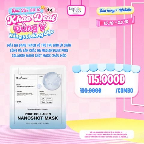  [DEAL SỐC 15.10 - 25.10 KHI MUA COMBO 02 MASK] Mặt Nạ Dạng Thạch Hỗ Trợ Thu Nhỏ Lỗ Chân Lông Và Săn Chắc Da MediAnswer Pore Collagen Nano Shot Mask (Mẫu mới) 
