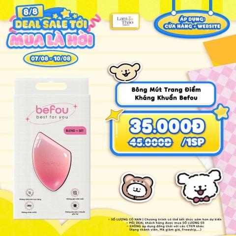  [DEAL 07/8 - 10/8 GIÁ SỐC] Bông Mút Trang Điểm Kháng Khuẩn Befou 