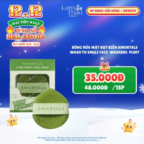  [DEAL SỐC 11.12 - 15.12] [MUA HOÁ ĐƠN AMORTALS 349K TẶNG BÔNG MÚT TWIN STAR POWDER PUFF SET] Bông Rửa Mặt Bọt Biển Amortals Wash To Smile Face  Washing  Pluff 