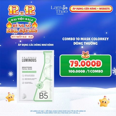  [DEAL SỐC 11.12 - 15.12 COMBO 10 MASK] [MUA HĐ COLORKEY 499K TẶNG GƯƠNG + SON KEM LÌ] Mặt Nạ Dưỡng Sáng Da Colorkey Luminous Brightening Facial Mask 