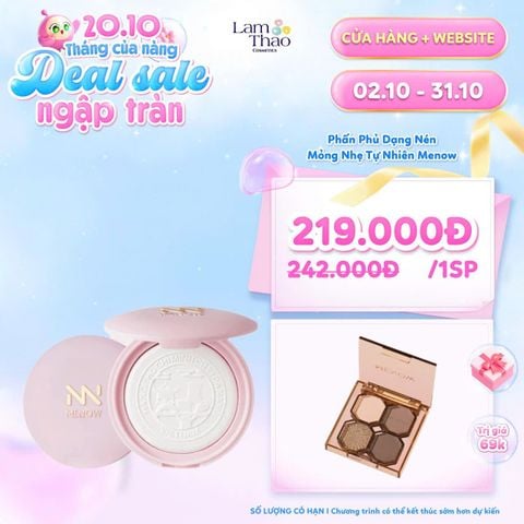  [TẶNG 1 PHẤN MẮT MENOW]  Phấn Phủ Dạng Nén Mỏng Nhẹ Tự Nhiên Menow Clear Radiant Pressed Powder Viet Nam Edition 